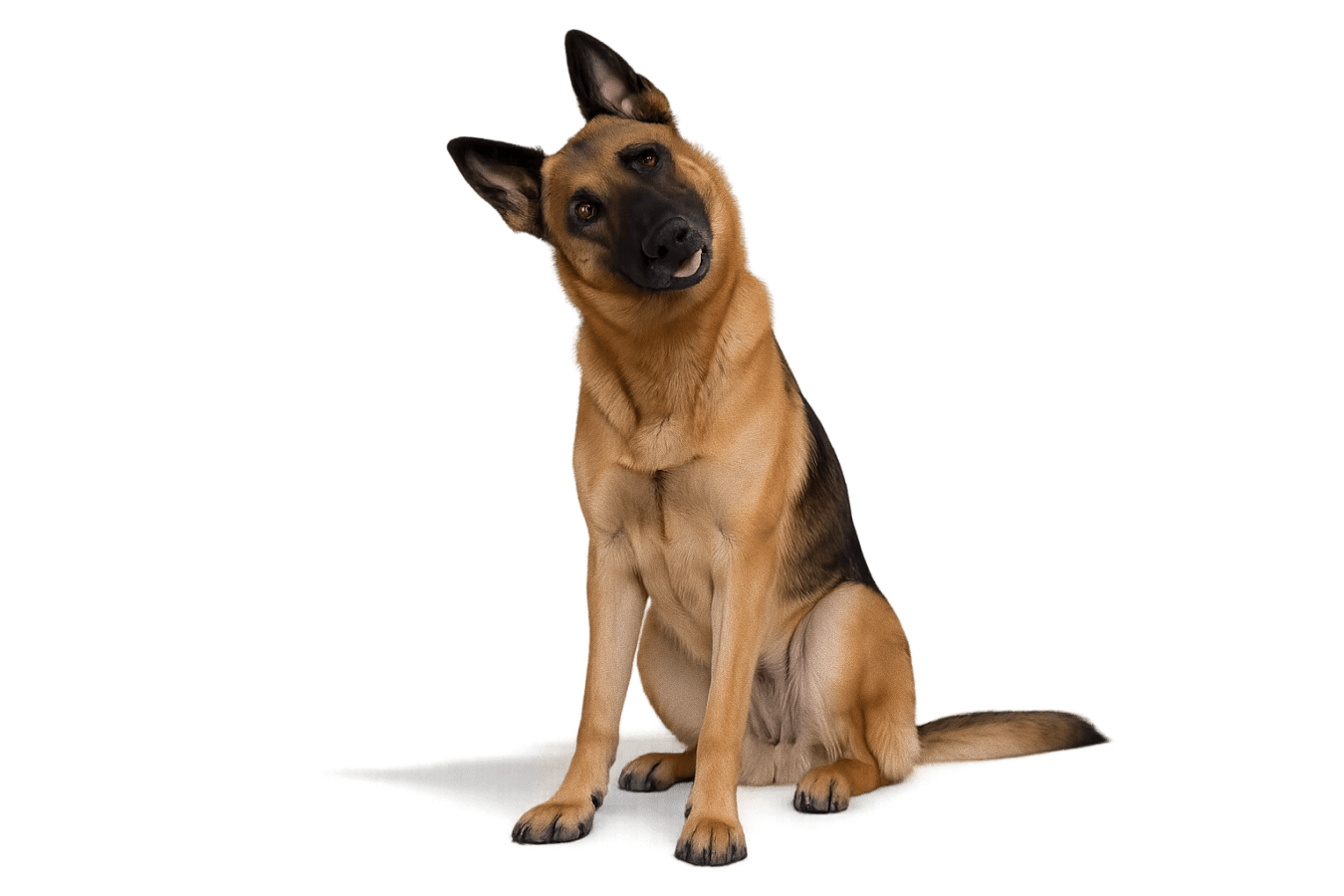 Duitse herders hond die vragend kijkt.